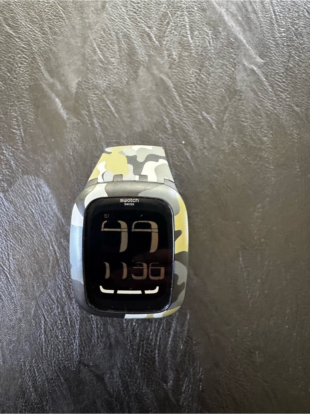 Swatch Touch Camouflage Digital Silicone Smartwatch - Gray & Green & Yellow